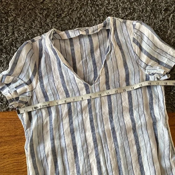 Madewell Linen Side-Button Striped Easy Dress Size XXS - Picture 10 of 16